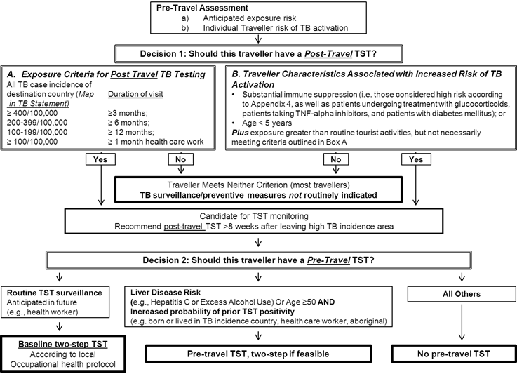 A summary of the decision making model  to guide TB skin testing in travellers