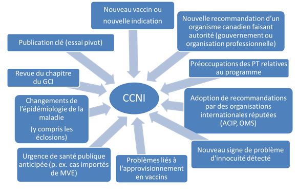 Figure 2&nbsp;: Éléments déclencheurs susceptibles d'orienter le plan de travail du CCNI. Description textuelle ci-dessous.