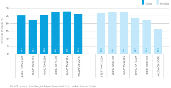 Figure 9: Prevalence of Self-Reported Obesity among Aboriginal Peoples by Sex and Income, Ages 18 and Older, 2006