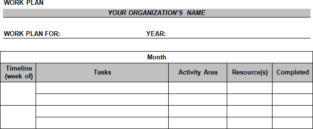 Sample Work Plan
