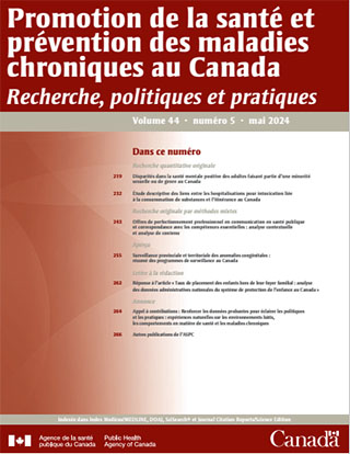 Promotion de la santé et prévention des maladies chroniques au Canada, volume 44, no 5, 2024