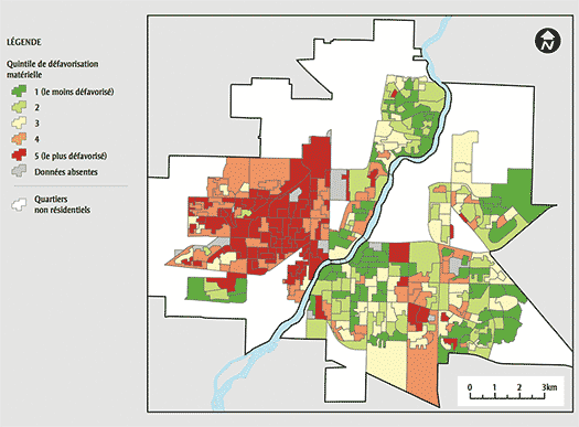 FIGURE 1 Défavorisation matérielle, Saskatoon (Saskatchewan)