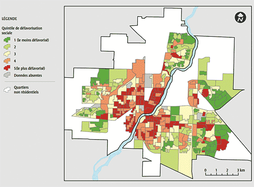 FIGURE 2 Défavorisation sociale, Saskatoon (Saskatchewan)