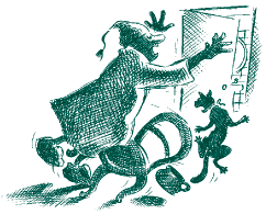 A man falling over objects in his path