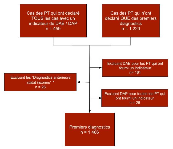 Figure&nbsp;1&nbsp;: Schéma montrant le flux de données pour les premiers diagnostics et les cas déjà diagnostiqués dans toutes les provinces et territoires pour 2021