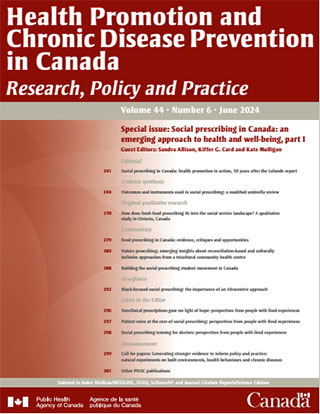 Health Promotion and Chronic Disease Prevention in Canada, Vol 44, No 6, 2024