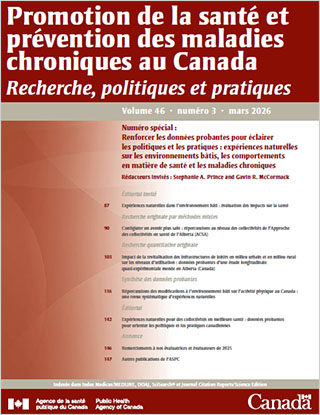 Promotion de la santé et prévention des maladies chroniques au Canada, volume 46, no 3, 2026