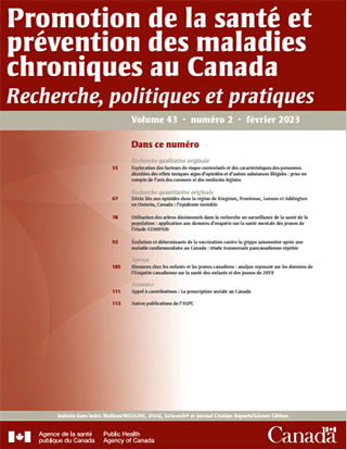 Promotion de la santé et prévention des maladies chroniques au Canada, volume 43, No 2, 2023